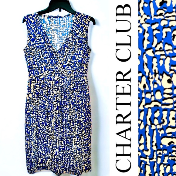 CHARTER CLUB SLEEVELESS FAUX WRAP DRESS. FLOWY AND LIGHTWEIGHT. LIKE NEW! EUC - Picture 1 of 15